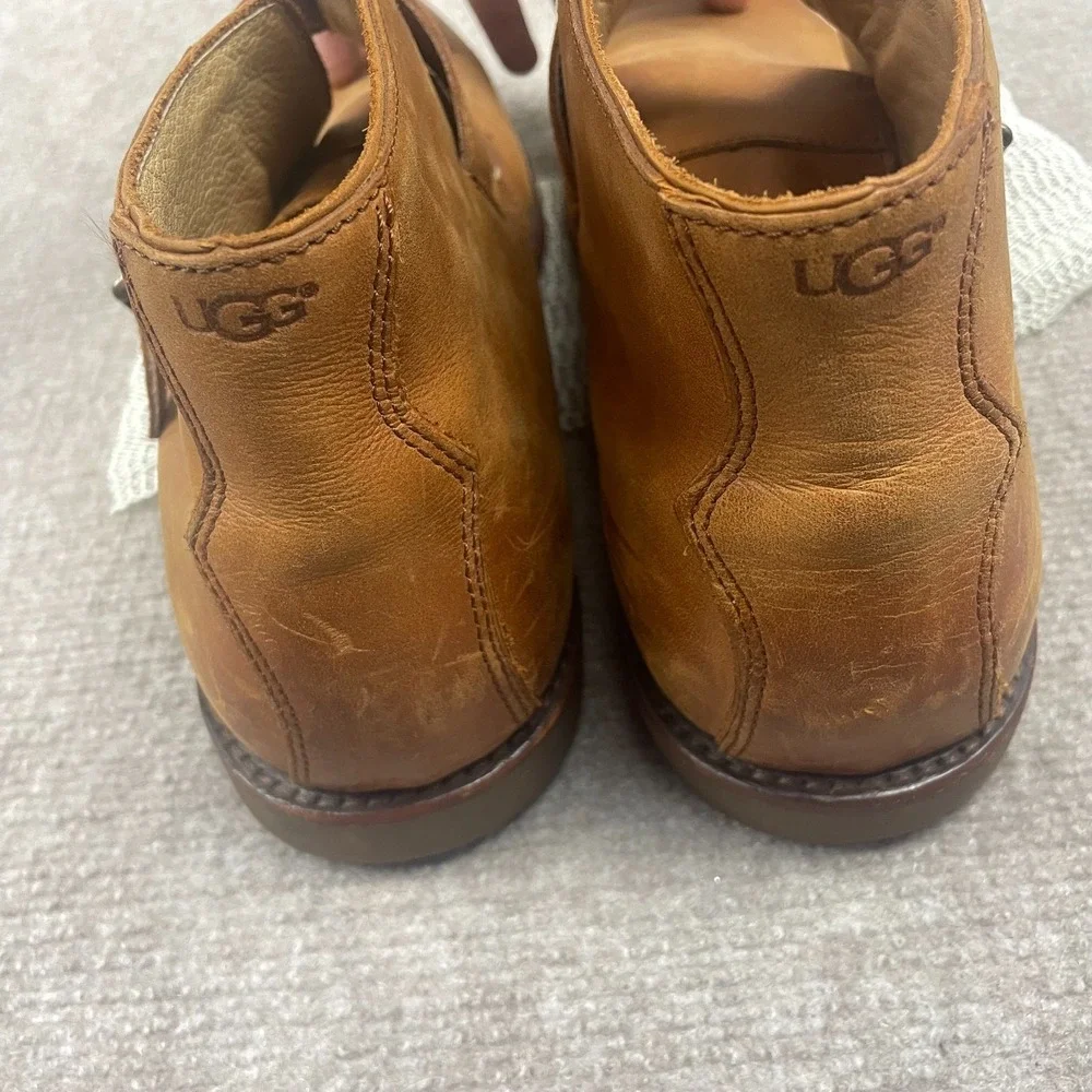 UGG Australia Graham Mens 15 Boots Brown Leather Monk Strap Casual Ankle Boots